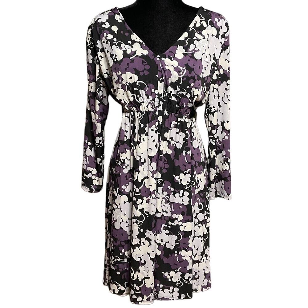 Worthington Black & Plum Fit and Flare size 14 Dress